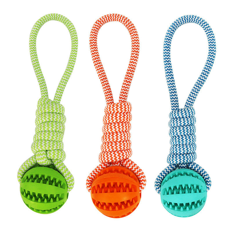 Dog Toy Ball Interactive Treat Rope & Chew Cleaner
