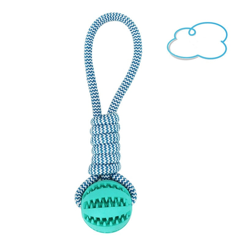 Dog Toy Ball Interactive Treat Rope & Chew Cleaner