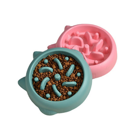 Pet Slow Feeder Bowl Anti-Choking Dish for Dogs & Cats