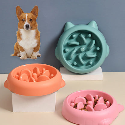 Pet Slow Feeder Bowl Anti-Choking Dish for Dogs & Cats